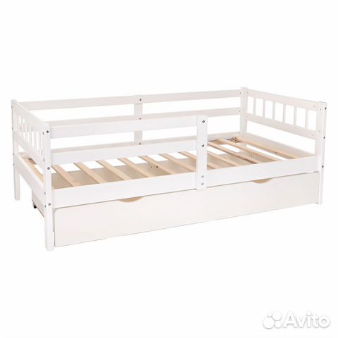 Подростковая кровать с ящиками 160 х 80 см. белая