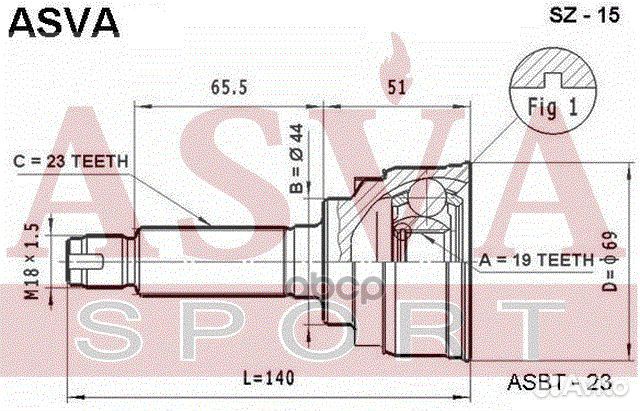 ШРУС наружный 19x44x23 SZ-15 asva