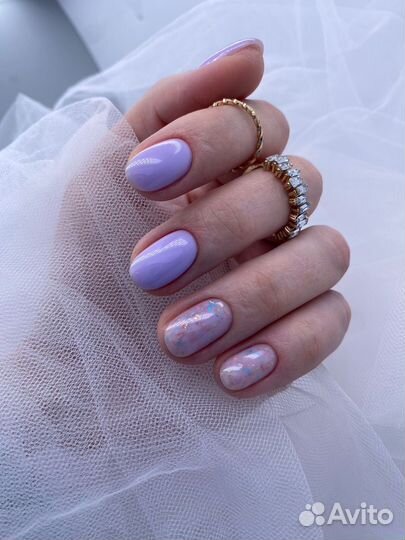 Маникюр с покрытием гель лак, наращивание ногтей