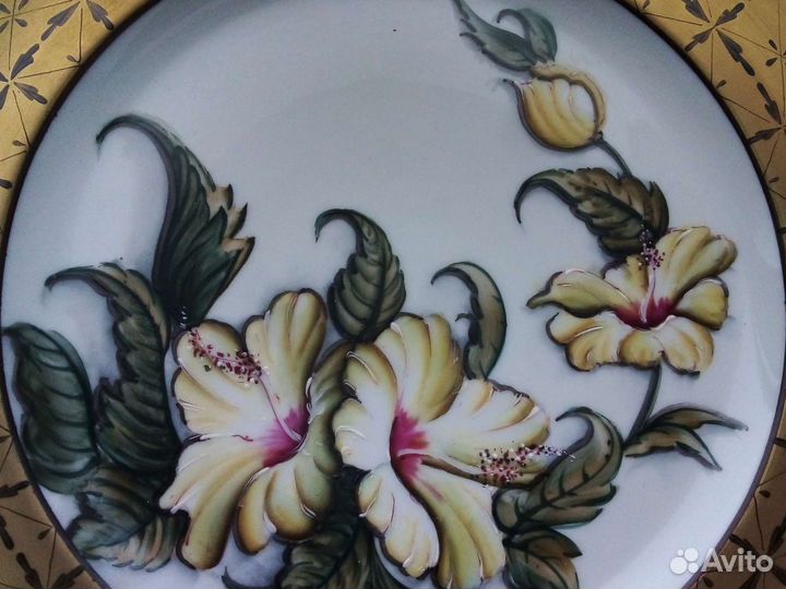 Тарелка блюдо антиквариат 28 см ручная роспись