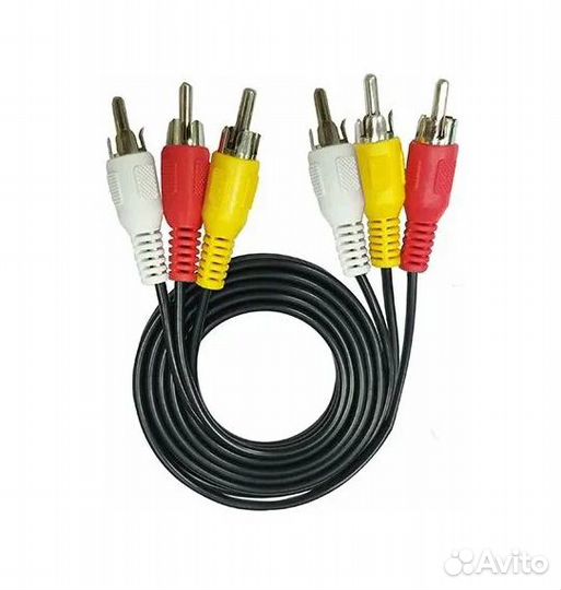 Кабель 3RCA-3RCA, аудио-видео (тюльпаны), 3 метра