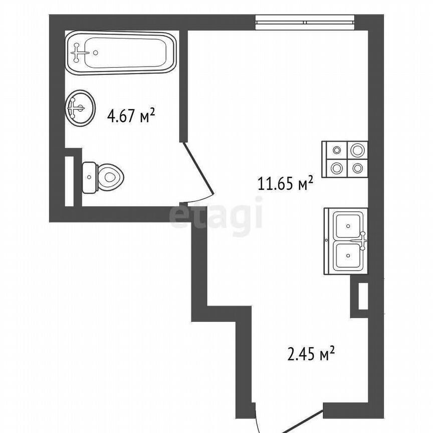 Апартаменты-студия, 18,8 м², 3/13 эт.