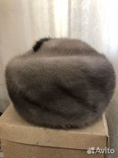 Женский норковый берет. Цвет серый