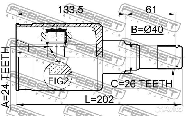 1411rexiiawd Шрус внутренний 24x40x26