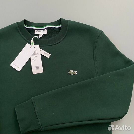 Свитшот зеленый lacoste с начесосм