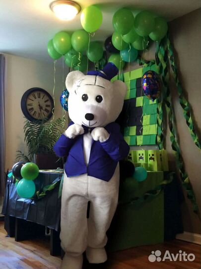 Ростовые куклы Мишка поздравление. Белый мишка
