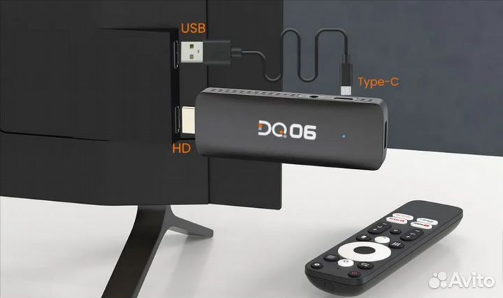 Смарт тв стик DQ06 Android TV 12 4/32GB. настроен