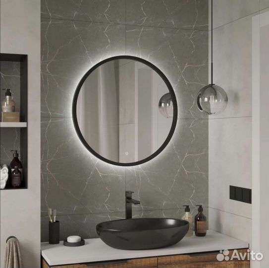 Зеркало Max Mirrors D80 в чёрной раме