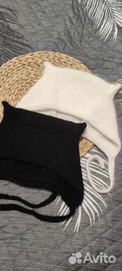 Чепчик с ушками шапка коточепчик пух норки
