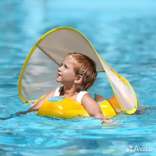 Надувной круг для плавания, с тентом. S/L/XL