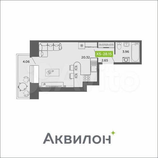 Квартира-студия, 28,2 м², 5/11 эт.