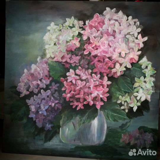 Гортензия картина 40х40см для гостиной или спальни