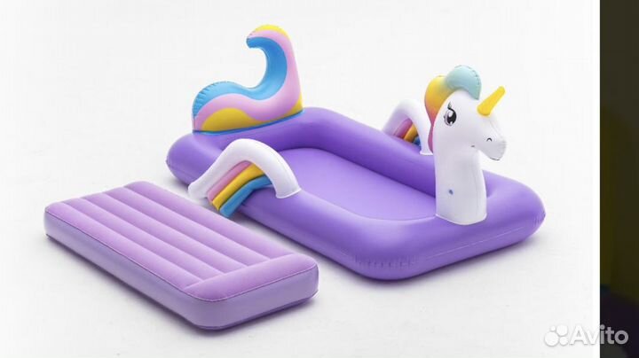 Детский надувной матрац кровать Единорог