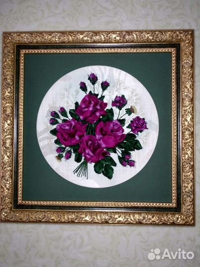 Картины вышитые лентами и бисером