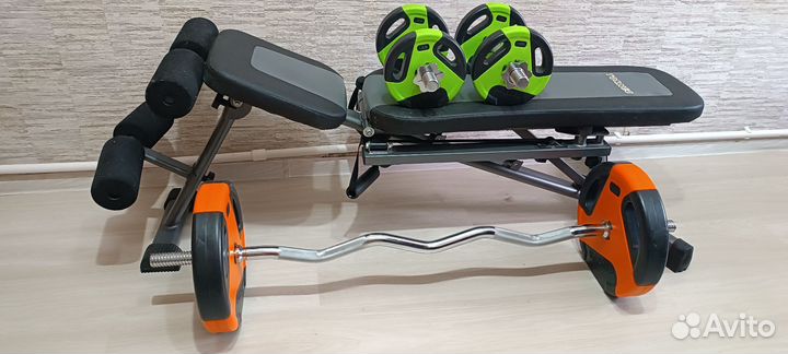 Скамья универсальная + штанга + 2 гири