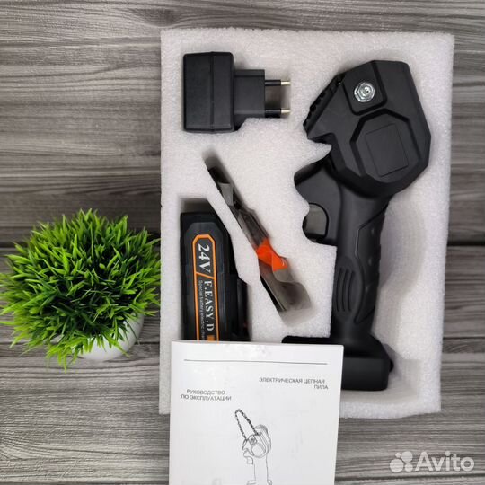 Электропила аккумуляторная цепная мини садовая 24V