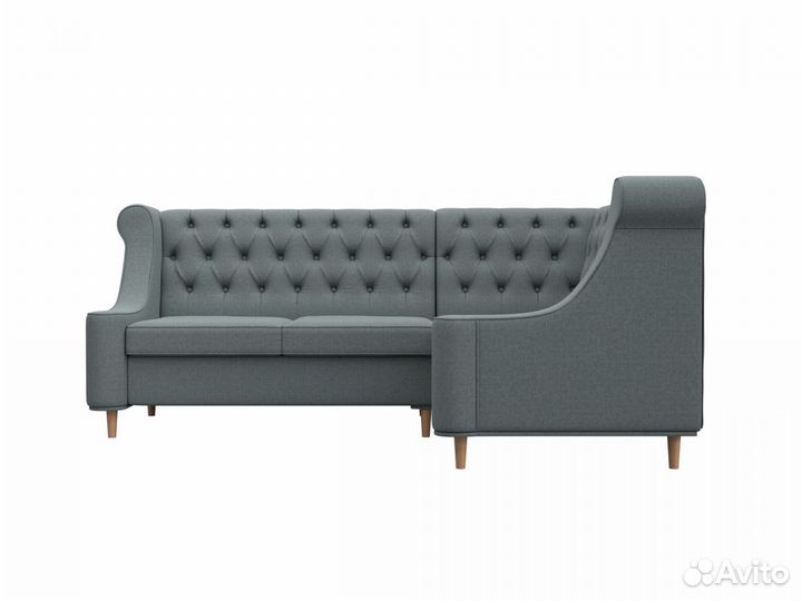 Диван кухонный угловой Бронкс правый угол, рогожка, амур серый