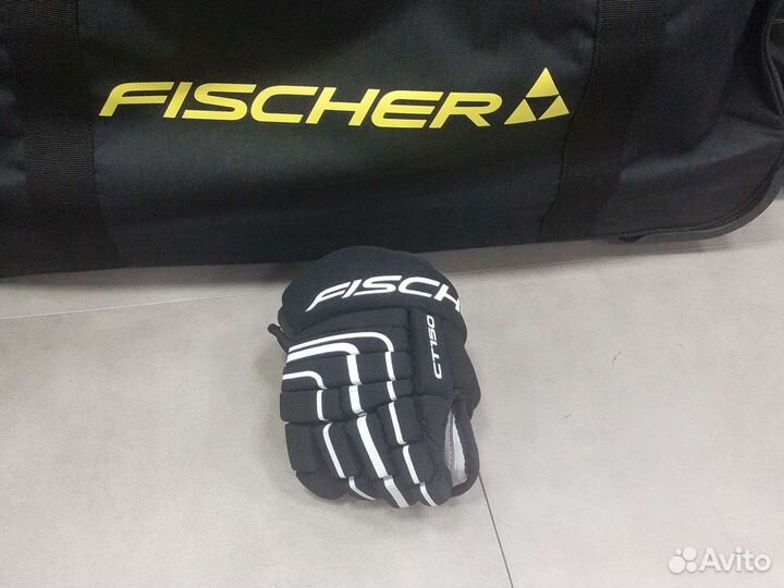 Новые хоккейные перчатки fischer CT150 BL/WH YTH