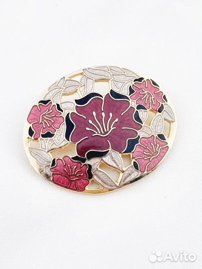 Винтажная брошь, Fish&Crow, клуазоне