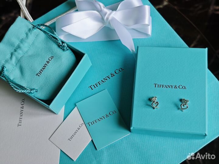 Серьги Сердечки Tiffany&Co Loving Heart AG925