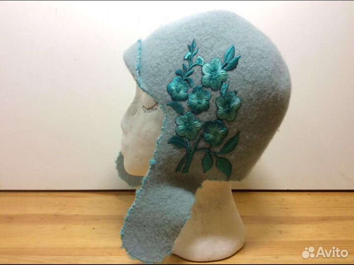 Авторская ушанка с аппликацией,размер 56-57,арт097