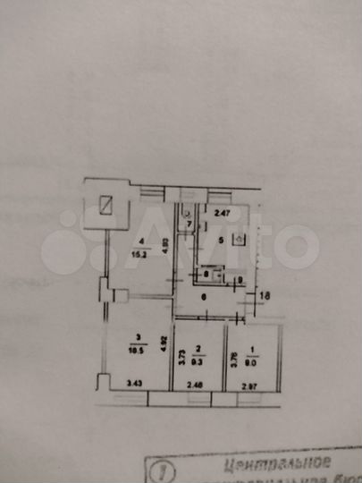 Комната 9 м² в 4-к., 4/5 эт.