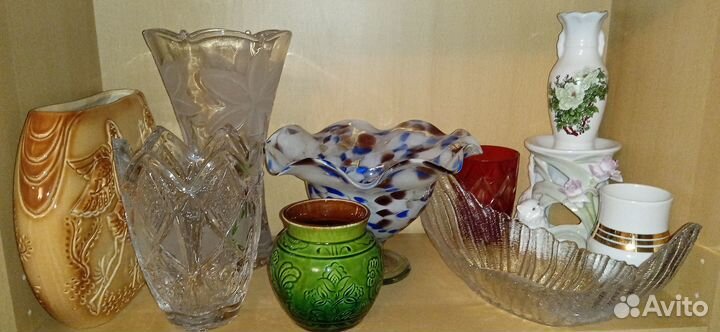 Вазы Хрусталь Фарфор Гутное Стекло Керамика СССР