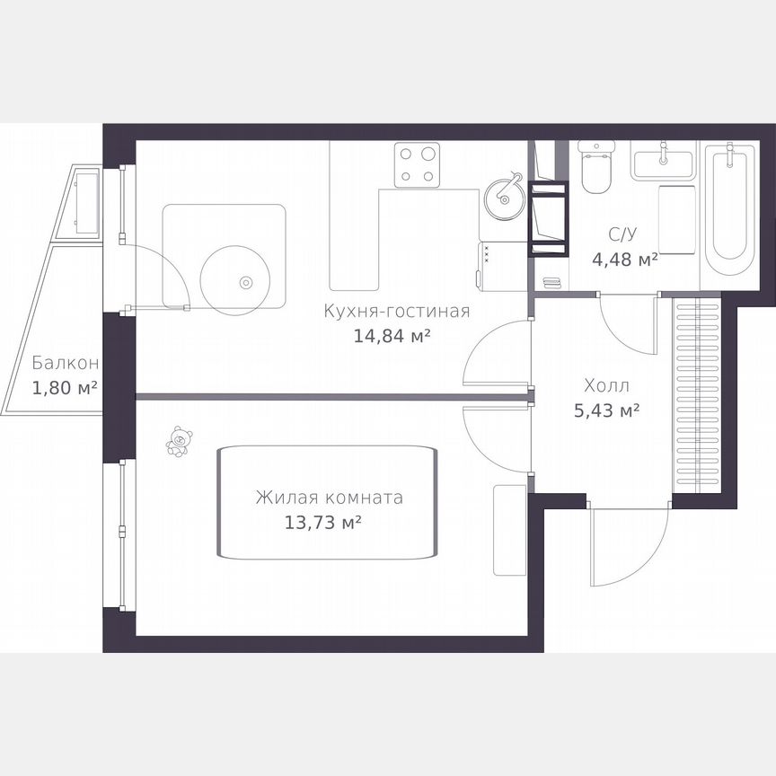 1-к. квартира, 39 м², 9/11 эт.