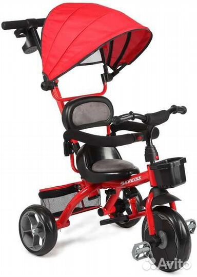 Велосипед трехколесный Kreiss с тентом Красный