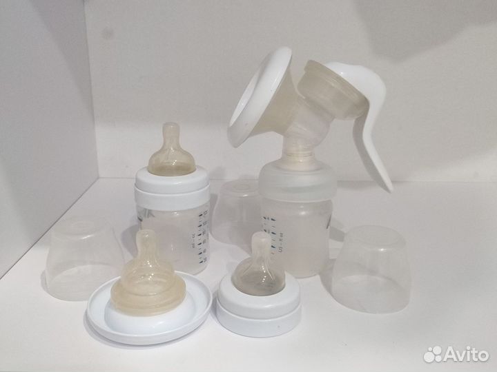 Молокоотсос avent ручной, бутылочка, соски