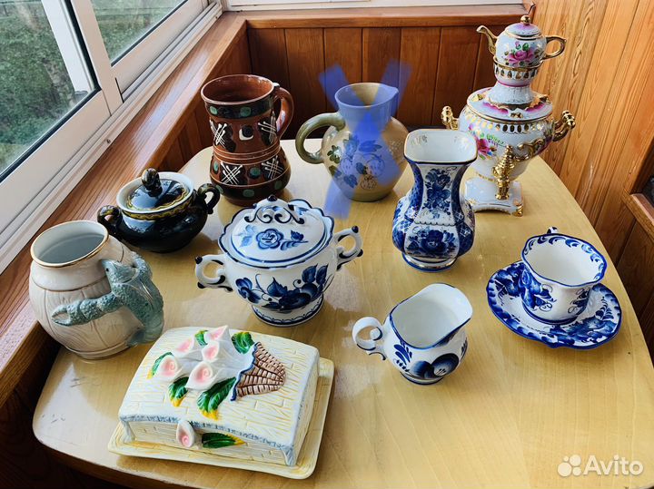 Посуда гжель, керамика, СССР и современная