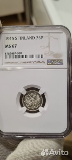 25 пенни 1915 S в слабе NGC MS67
