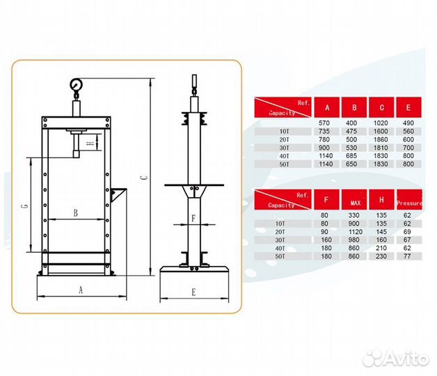 TS0500-3 Пресс гидравлический ручной, 20 тонн