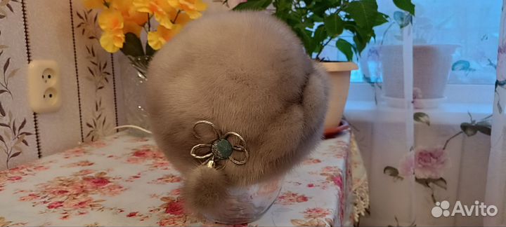 Шапка норковая на шнурке (затяжке)