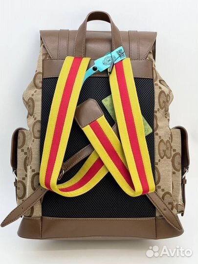 Мужской рюкзак Gucci жаккард кожа коричневый