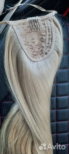 Накладной хвост из натуральных волос блонд