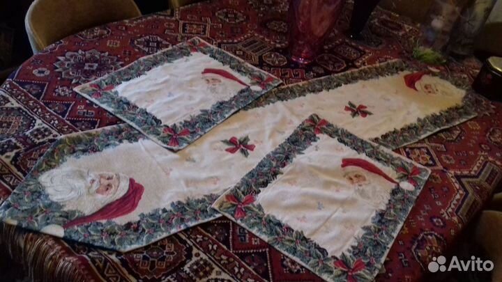 Салфетки гобелен, маски, колпак, мешок Новый год