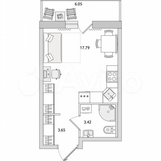 Квартира-студия, 30,9 м², 7/17 эт.
