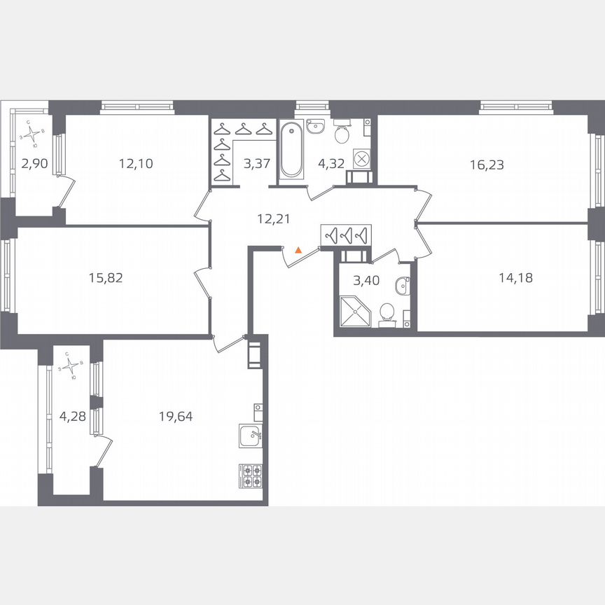 4-к. квартира, 104,9 м², 5/16 эт.