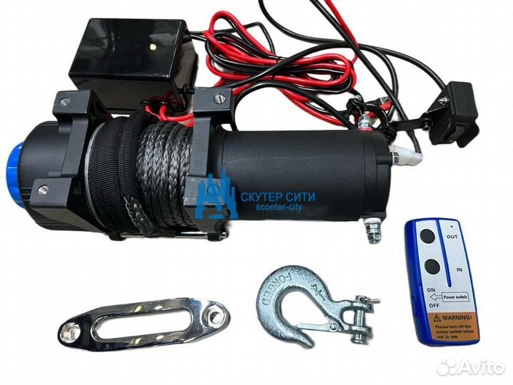 Лебедка для квадроцикла 3500 lb синтет. трос, пуль