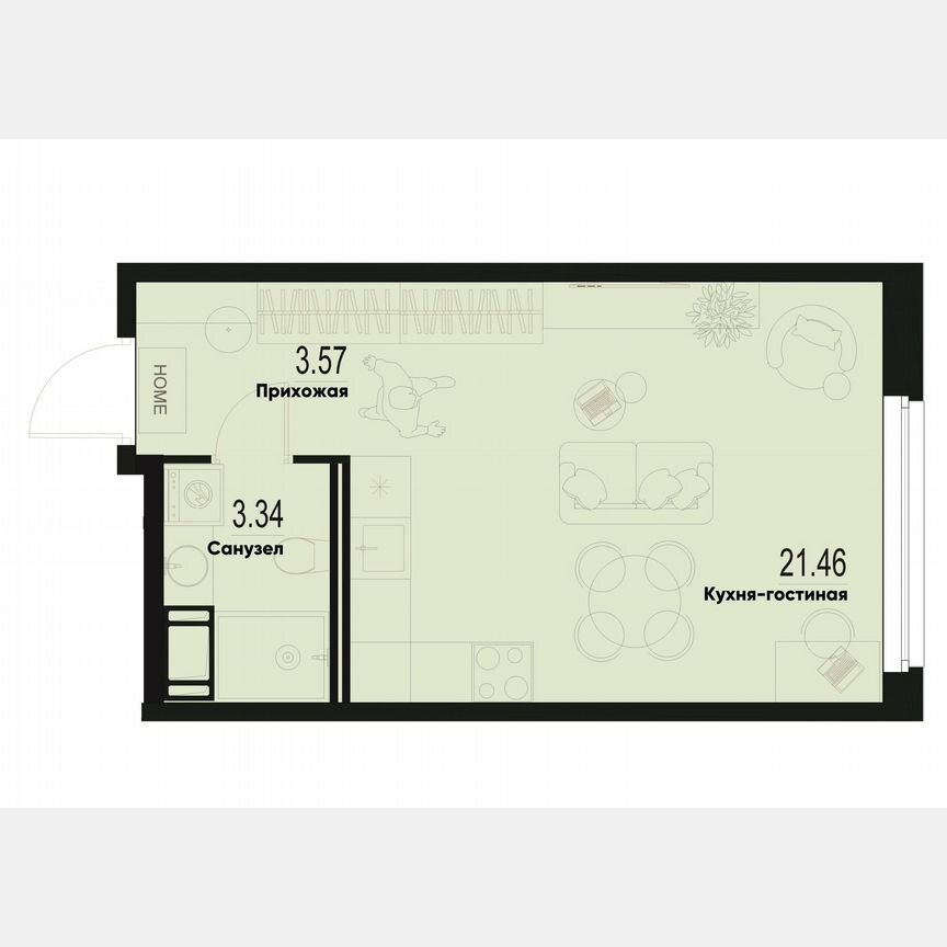 Квартира-студия, 28,4 м², 3/12 эт.