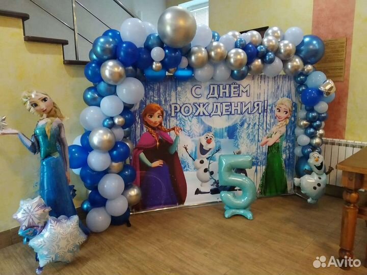 Фотозона Холодное сердце баннер и каркас аренда