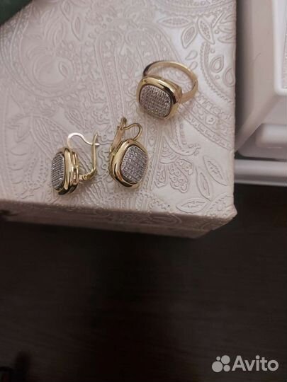 Серьги и кольцо позолоченные