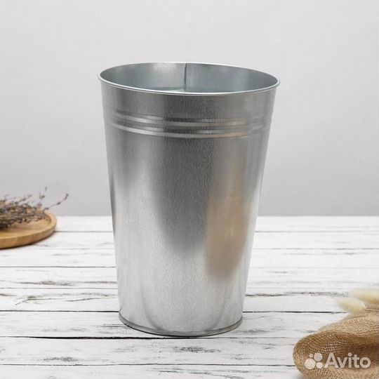 Вазон оцинкованный без ручек, 7 л, h29 см