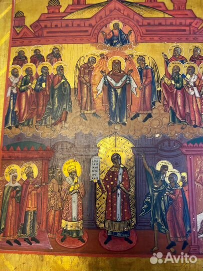 Старинная икона Покров Ветка 19 век