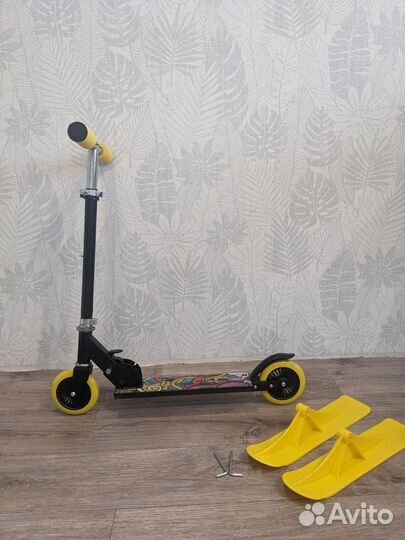 Самокат-снегокат детский двухколесный складной