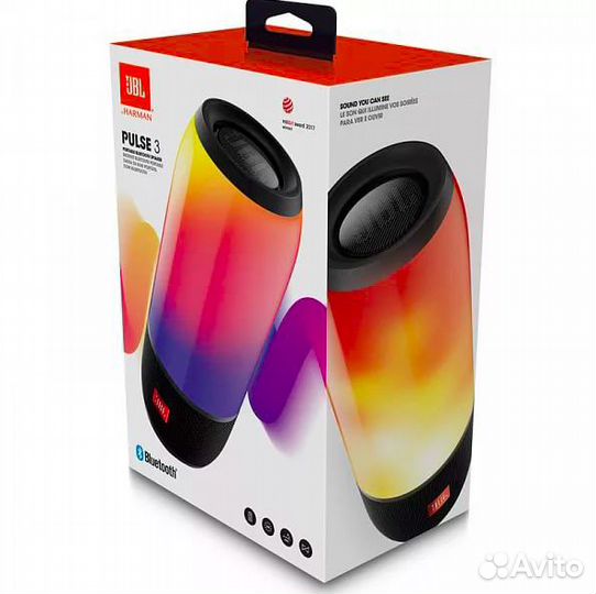 Портативная колонка Pulse3 1+1 с подсветкой чёрная