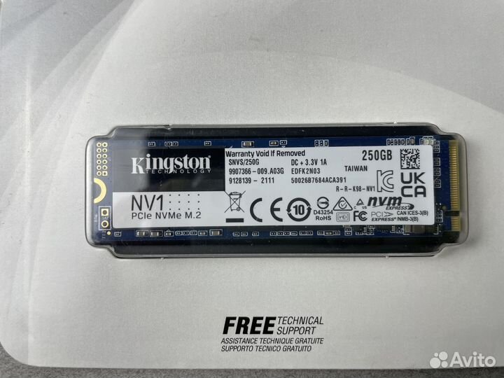 SSD M2 2280 250 GB NVMe Kingston Новый с гарантией