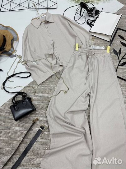 Льняной костюм женский двойка