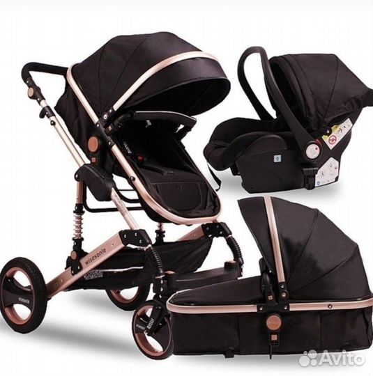 Коляска 3 в 1 Luxmom / черный трансформер